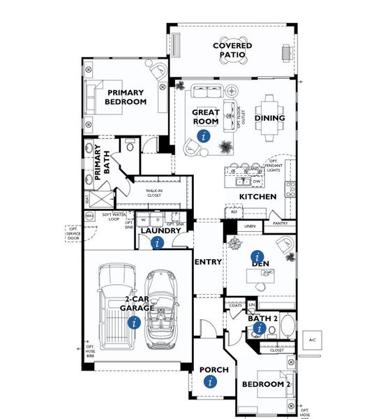 2D floor plan layout of this home in Trilogy® at Wickenburg Ranch, Wickenburg, AZ (Image 5).
