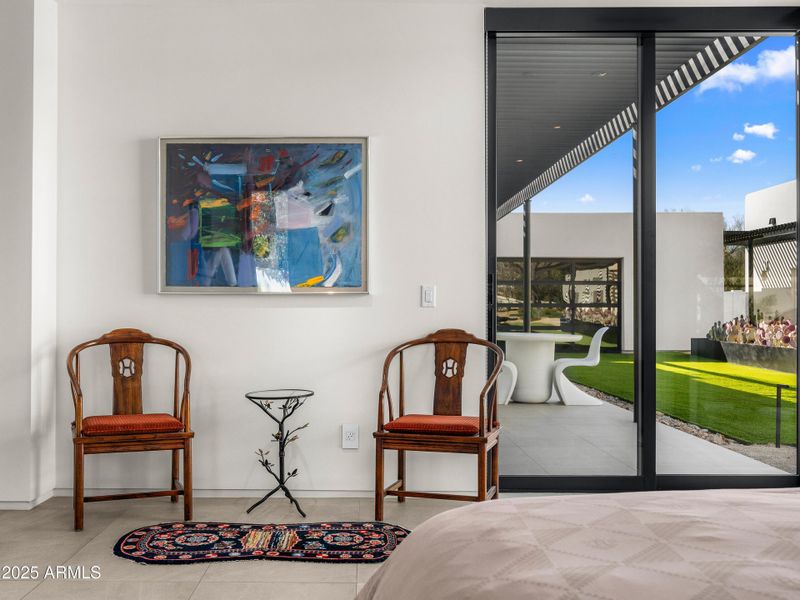 guest bedroom courtyard views