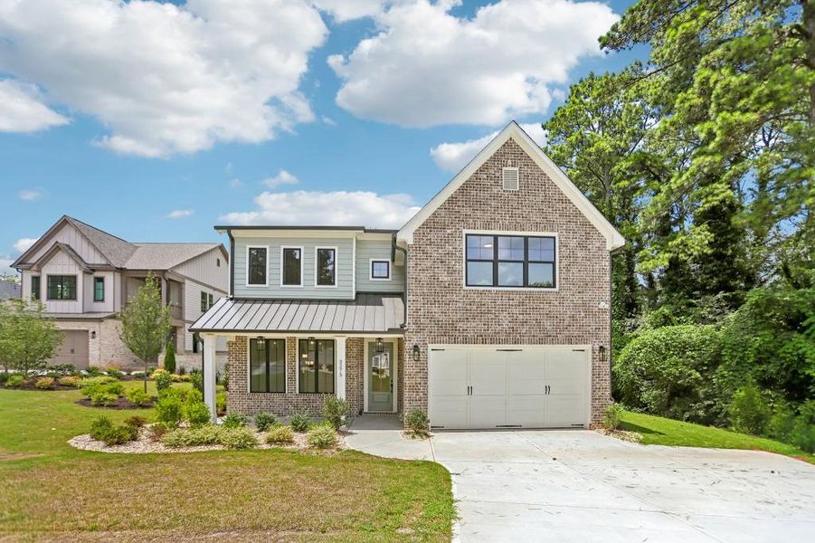 Front exterior of a new home in , Marietta, GA, highlighting curb appeal (Image 24). Front exterior of a new home in , Marietta, GA, highlighting curb appeal (Image 24).