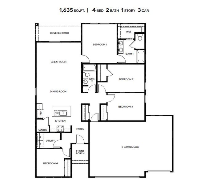 2D floor plan layout of this home in Sycamore Vista, Vail, AZ (Image 5).