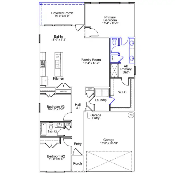 2D floor plan layout of this home in Citadel Point at Southbridge, Sneads Ferry, NC (Image 3).