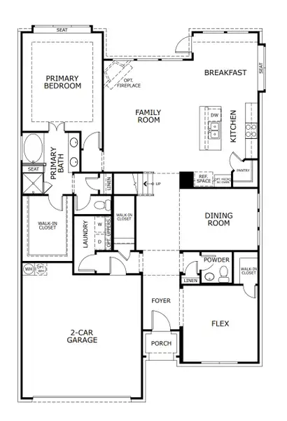 2D floor plan layout for the Concept 2492 by Landsea Homes in Hunters Ridge, Crowley, TX (Image 3).