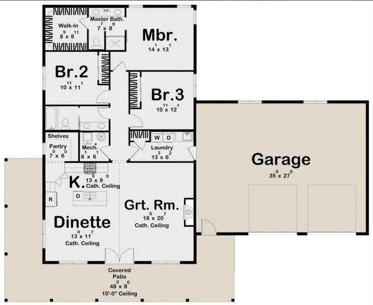 2D floor plan layout of this home in Parallel Pastures, Poolville, TX (Image 4).
