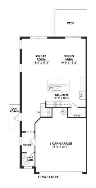2D floor plan layout for the Fullerton II by K. Hovnanian® Homes in Salerno Reserve Townhomes, Stuart, FL (Image 4).