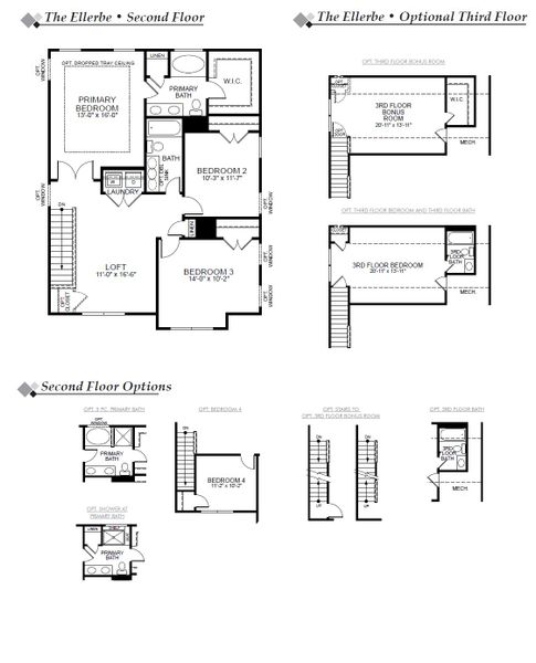 2D floor plan layout for the Ellerbe by Eastwood Homes in Oakley Pointe, Moncks Corner, SC (Image 4).