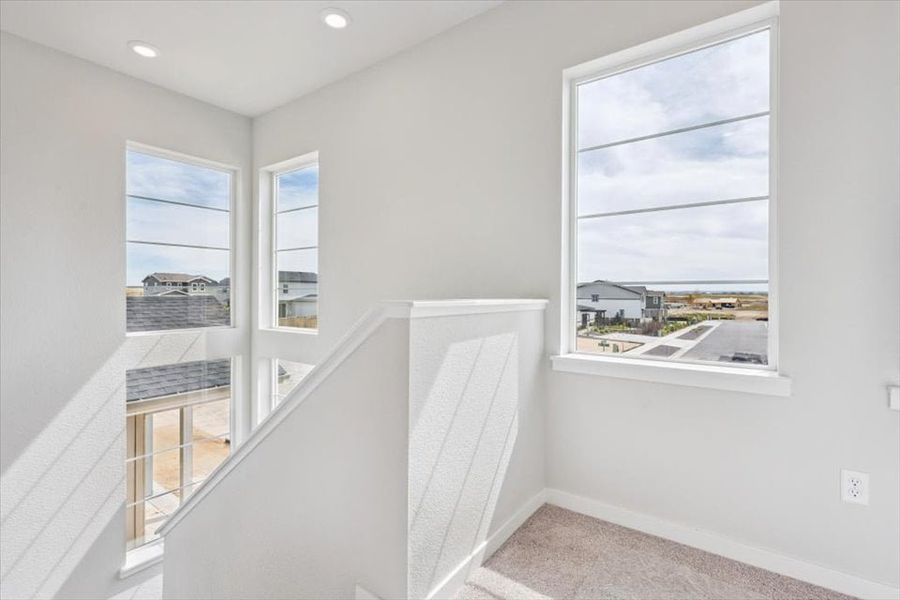 A staircase in a room. A staircase in a room.