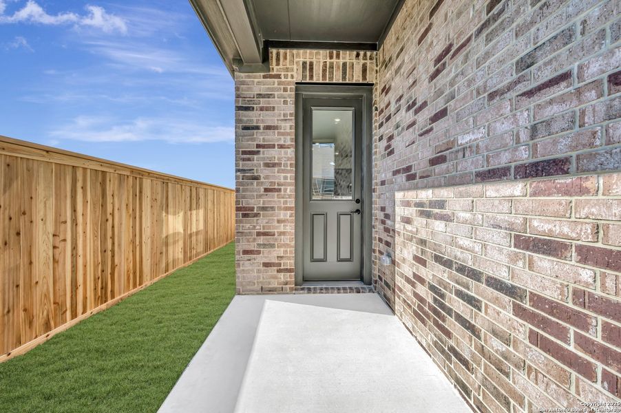 Exterior details and patio area of a home in Mayfair - Select Classic Series, New Braunfels (Image 18).