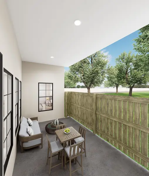 Representative exterior details of a home built from the Mercel by Grenadier Homes in The Garden Homes at Swan Lake Estates, Dallas (Image 4).
