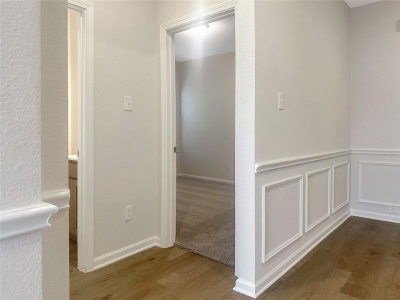The Crawford- Foyer into Hall. Home is under construction, photos used for illustration only; actual features, colors, and upgrades may vary. The Crawford- Foyer into Hall. Home is under construction, photos used for illustration only; actual features, colors, and upgrades may vary.