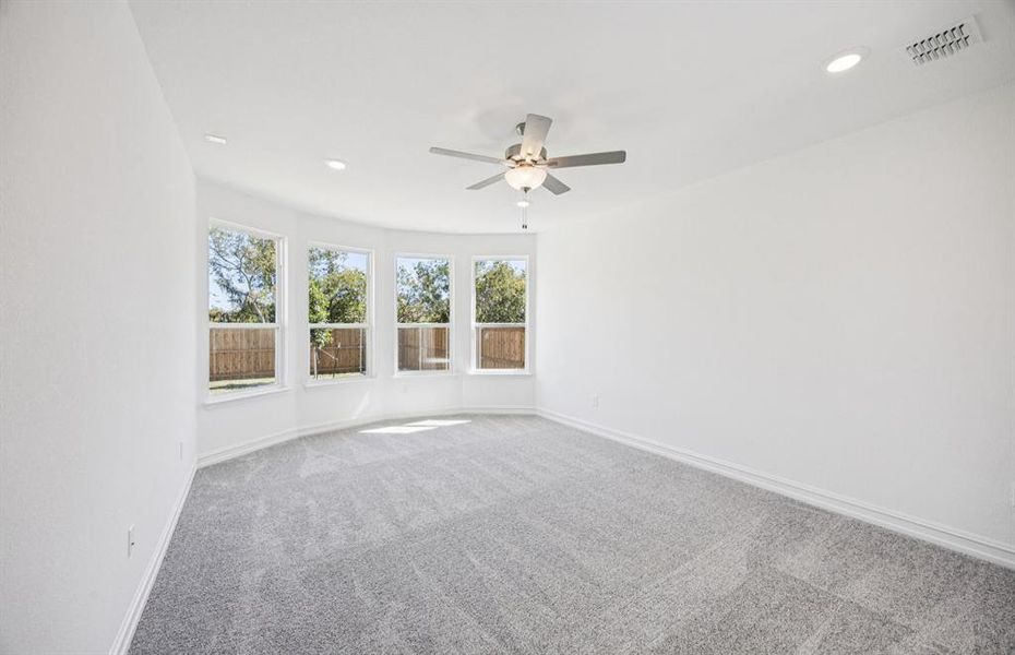 Spacious owner's suite highlighted by large windows Spacious owner's suite highlighted by large windows