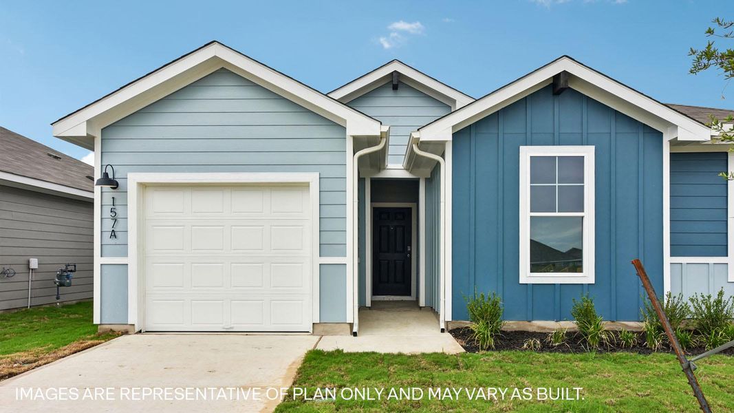Front exterior of a new home in Wayside, Uhland, TX, highlighting curb appeal (Image 2).