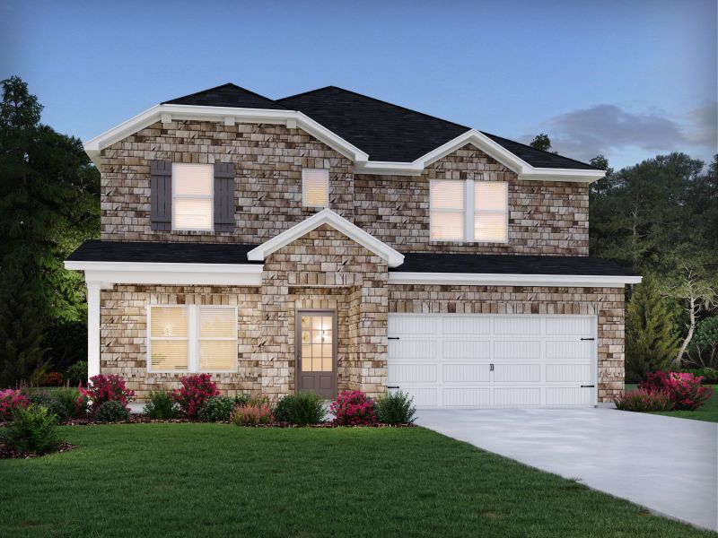 Representative exterior photo of a completed home built from the Sherwood Basement by Meritage Homes in Harmony Manor, Fairburn, GA (Image 15).