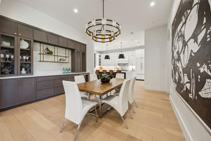 Dining room centrally located between the kitchen and living room. Dining room centrally located between the kitchen and living room.