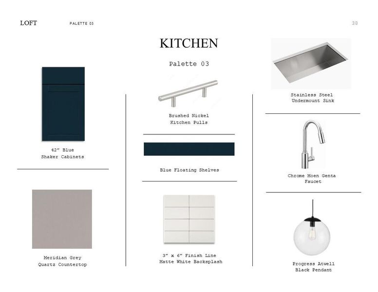 Loft Look Palette 3: Kitchen Selection Sheet (*Artist rendering used for illustration purposes only.)