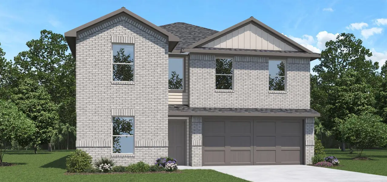 Front exterior of a new home in Sunterra, Katy, TX, highlighting curb appeal (Image 1). Front exterior of a new home in Sunterra, Katy, TX, highlighting curb appeal (Image 1).