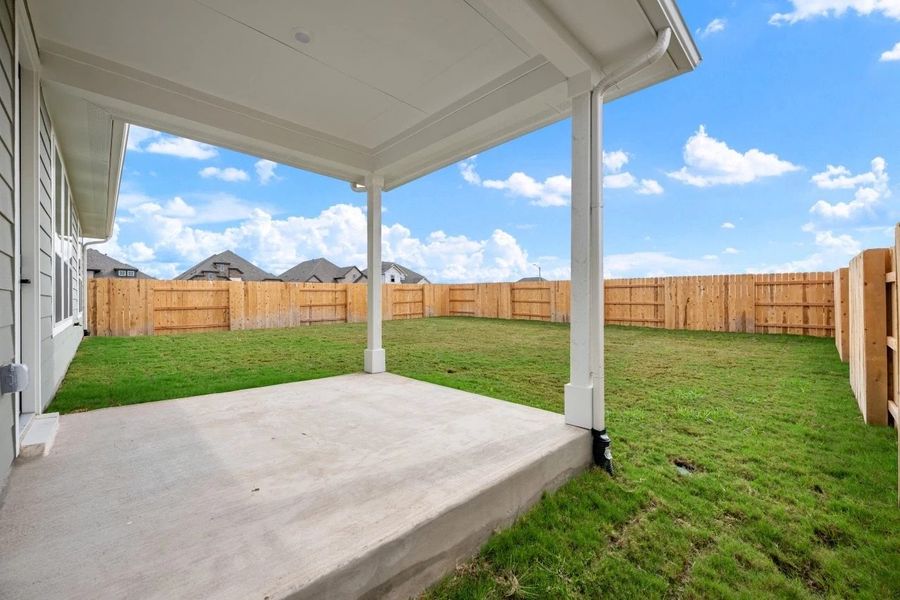 Exterior details and patio area of a home in The Trails at Carmel, Pflugerville (Image 3). Exterior details and patio area of a home in The Trails at Carmel, Pflugerville (Image 3).