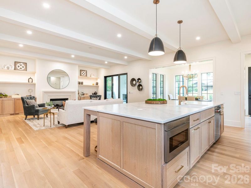 Kitchen open to living area