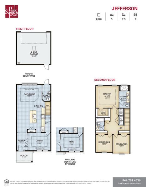 2D floor plan layout for the The Jefferson by Park Square Residential in Townwalk at Babcock Ranch, Punta Gorda, FL (Image 4). 2D floor plan layout for the The Jefferson by Park Square Residential in Townwalk at Babcock Ranch, Punta Gorda, FL (Image 4).