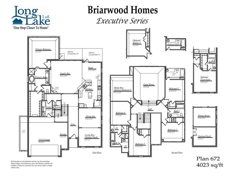 2D floor plan layout for the 672 by Long Lake Ltd. in Grand Magnolia, Magnolia, TX (Image 3).