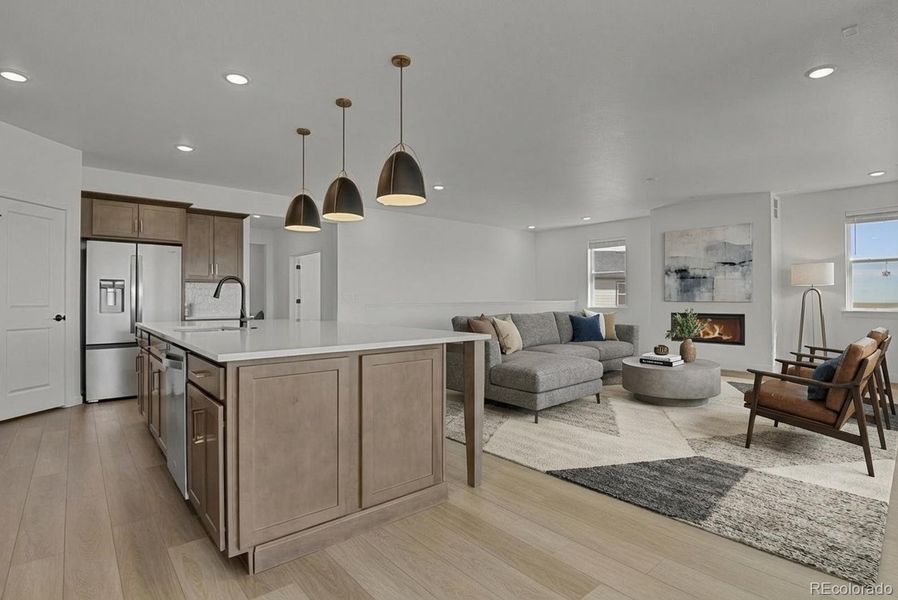 Living room virtually staged