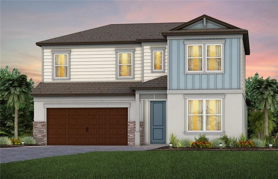 Front exterior of a new home in , Wesley Chapel, FL, highlighting curb appeal (Image 1). Front exterior of a new home in , Wesley Chapel, FL, highlighting curb appeal (Image 1).