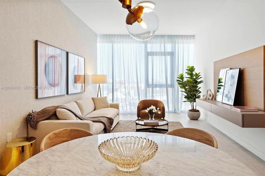 Furnished interior view inside a new home in , Miami Beach (Image 13). Furnished interior view inside a new home in , Miami Beach (Image 13).