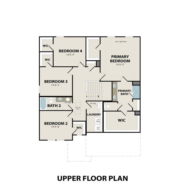 2D floor plan layout for the The Henry A-BC by Davidson Homes LLC in Benders Cove, Mount Juliet, TN (Image 3).