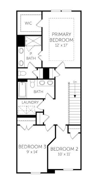 2D floor plan layout for the Albemarle - Townhomes by Dream Finders Homes in Townes at Ribbon Walk, Charlotte, NC (Image 4).