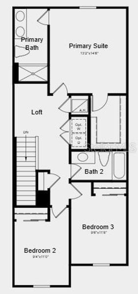 2D floor plan layout of this home in The Towns at Firethorn, Parrish, FL (Image 2).