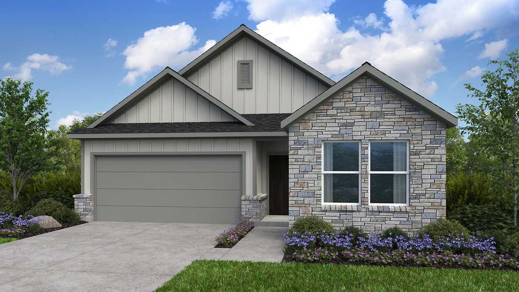 Representative exterior photo of a completed home built from the Barrett by Taylor Morrison in Bridge Creek 45s and 50s, Cypress, TX (Image 3). Representative exterior photo of a completed home built from the Barrett by Taylor Morrison in Bridge Creek 45s and 50s, Cypress, TX (Image 3).