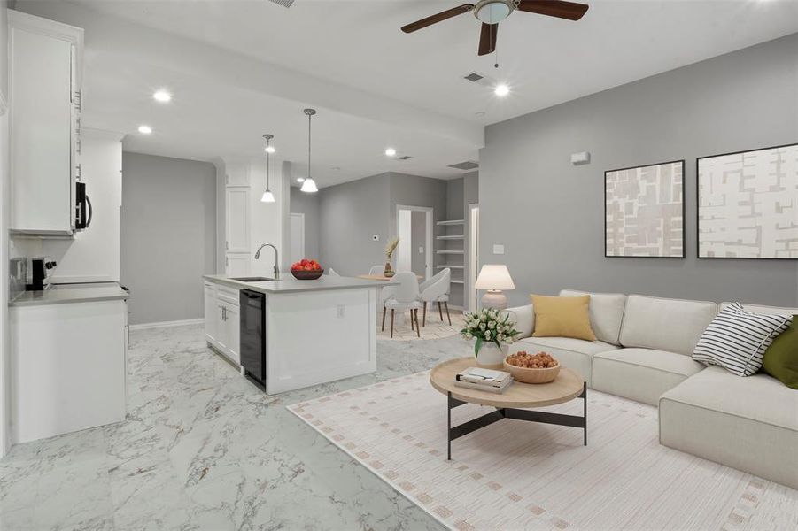 Furnished interior view inside a new home in , Dallas (Image 11). Furnished interior view inside a new home in , Dallas (Image 11).