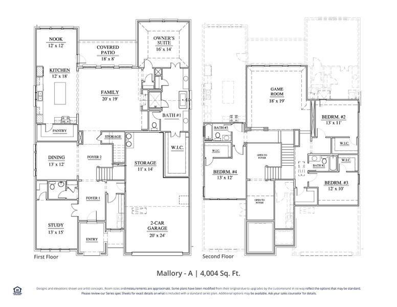 2D floor plan layout for the Mallory by Our Country Homes in Parks of Aledo, Aledo, TX (Image 3).