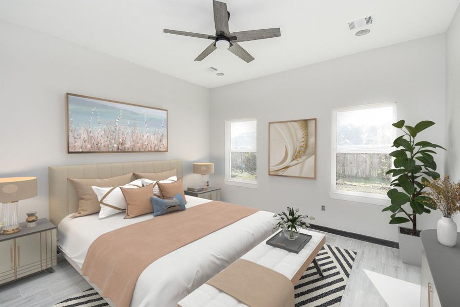 Primary Bedroom Virtually Staged Image.