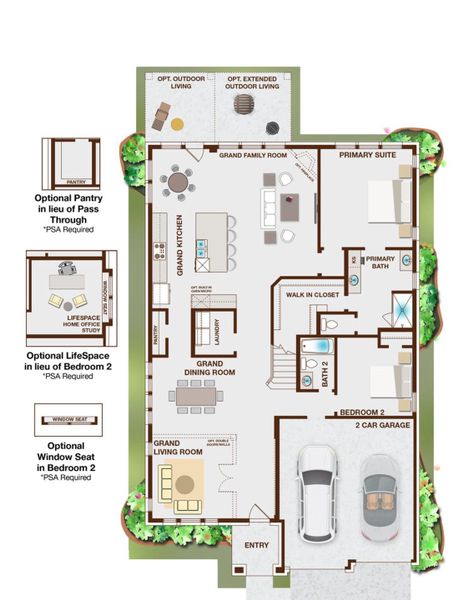 2D floor plan layout for the Grand Woodlands - Executive Platinum by Grand Homes in Edgewater, Fate, TX (Image 3).