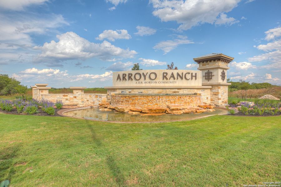 Front exterior of a new home in Arroyo Ranch, Seguin, TX, highlighting curb appeal (Image 1).