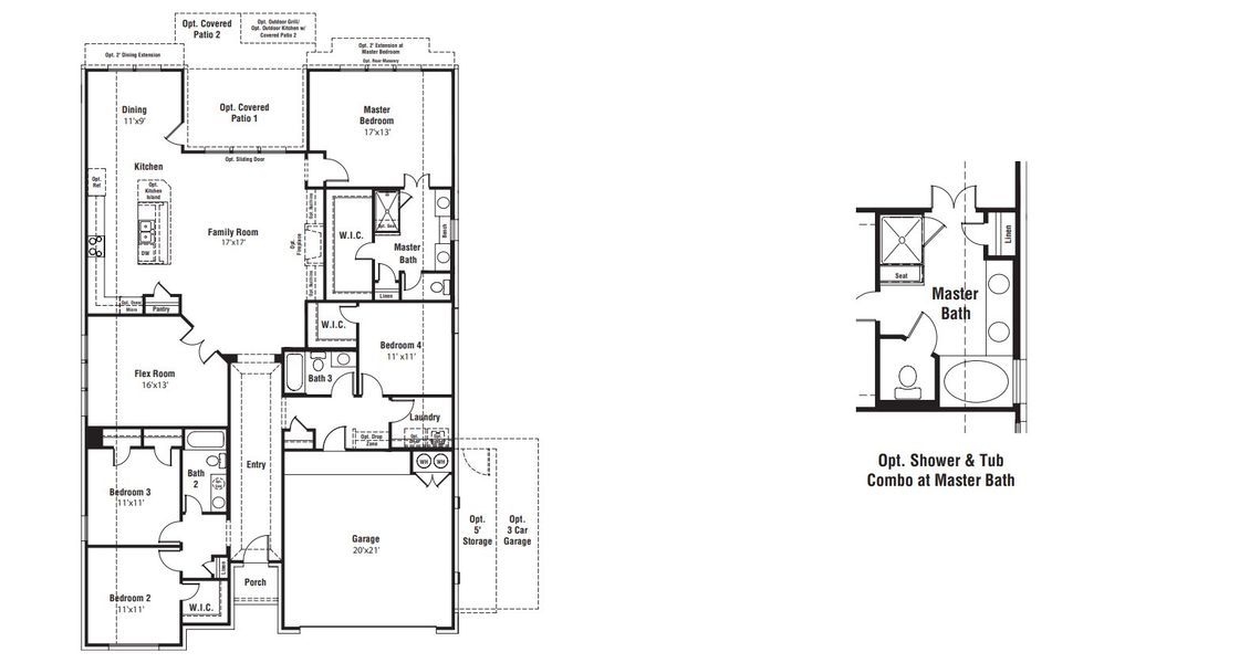 2D floor plan layout for the Cameron by Scott Felder Homes in East View Farms, Georgetown, TX (Image 4).
