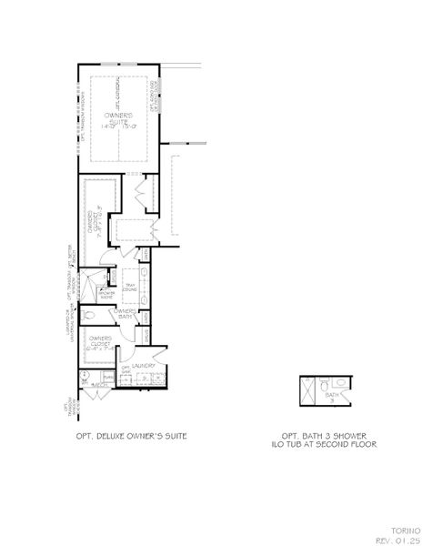 2D floor plan layout for the Torino by Epcon Communities in The Courtyards at Oak Grove, Durham, NC (Image 22).
