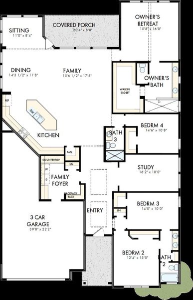 2D floor plan layout of this home in Walden Creek – Summit Collection, Montgomery, TX (Image 2).