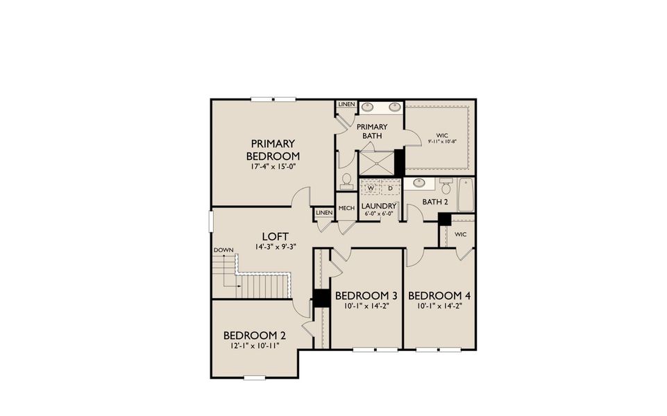2D floor plan layout for the Astrid by Ashton Woods in Langston Reserve, Cartersville, GA (Image 3).