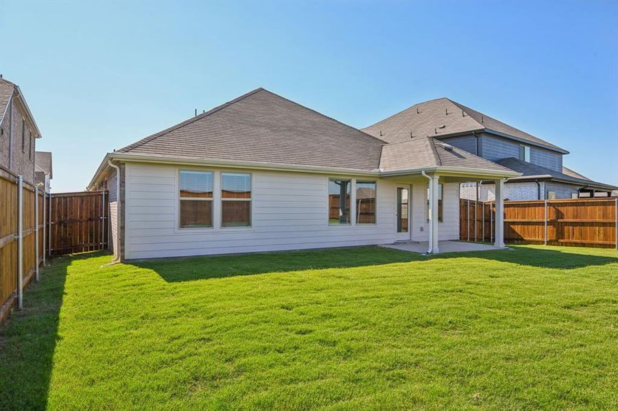 Exterior details and patio area of a home in Lakehaven - Signature Series, Farmersville (Image 23). Exterior details and patio area of a home in Lakehaven - Signature Series, Farmersville (Image 23).