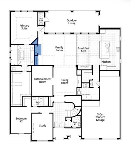 2D floor plan layout for the Ravenna by Highland Homes in Ridgeline: 70ft. lots, McKinney, TX (Image 26).