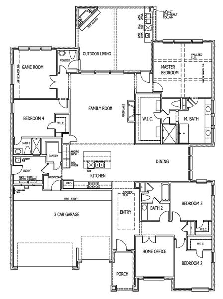 2D floor plan layout of this home in Santa Rita Ranch, Liberty Hill, TX (Image 5).
