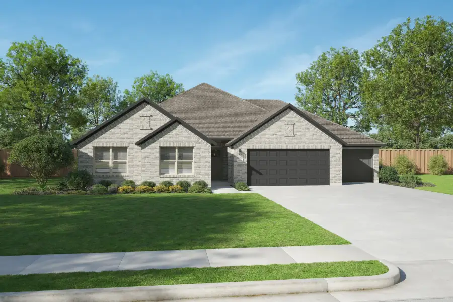 Representative exterior photo of a completed home built from the Zion by Centre Living Homes in Ellis Ranch Manors, Waxahachie, TX (Image 1). Representative exterior photo of a completed home built from the Zion by Centre Living Homes in Ellis Ranch Manors, Waxahachie, TX (Image 1).