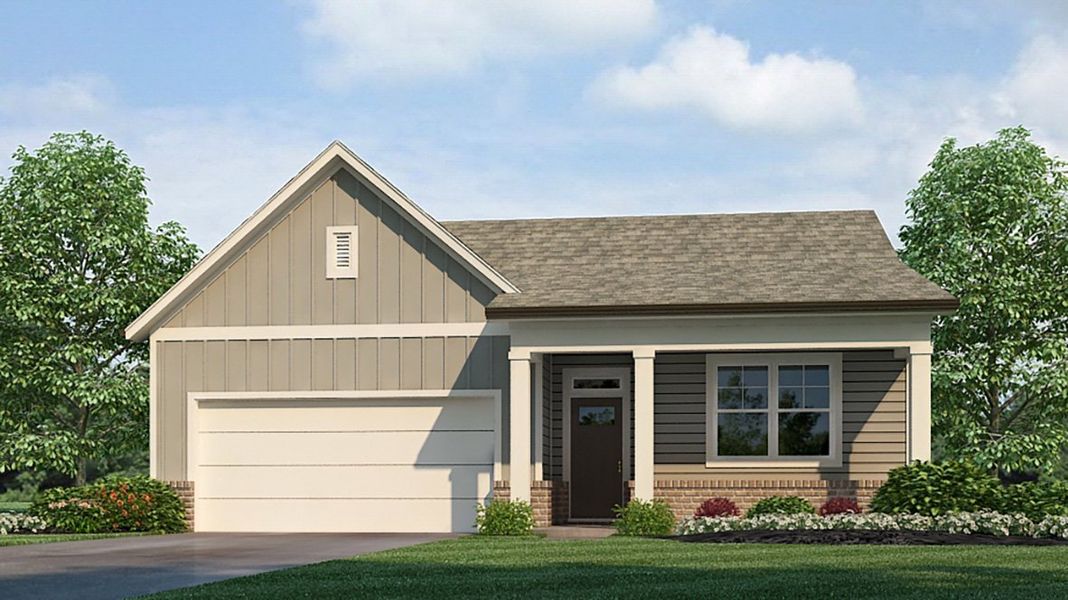 Representative exterior photo of a completed home built from the Cali by D.R. Horton in Hamptons at Riverwood North, Dallas, GA (Image 17).