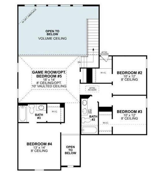 2D floor plan layout of this home in Lily Creek at Sutton Fields, Aubrey, TX (Image 2).