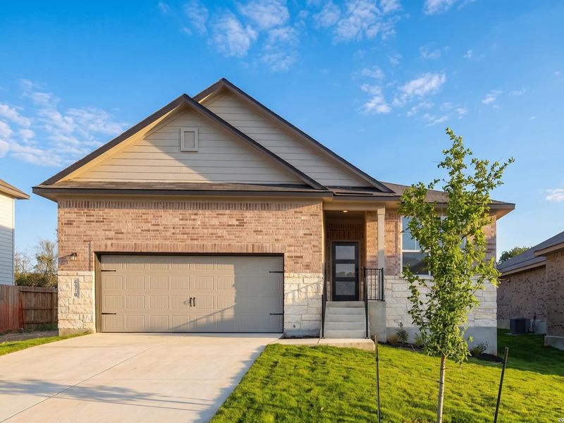 Front exterior of a new home in Royal Crest, San Antonio, TX, highlighting curb appeal (Image 21).