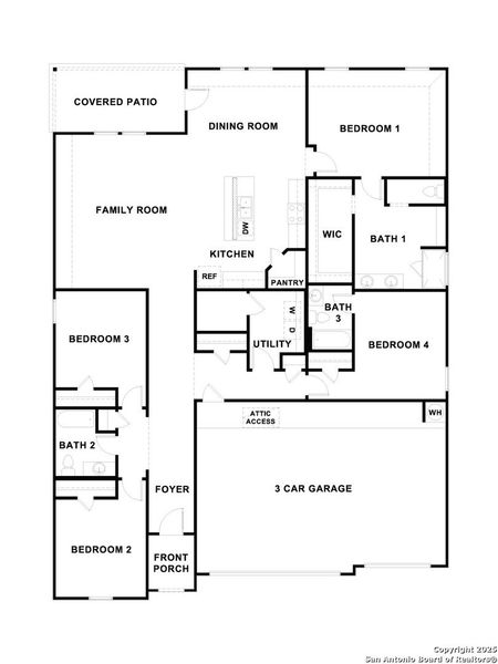 2D floor plan layout of this home in Sonoma Oaks, Fredericksburg, TX (Image 4).