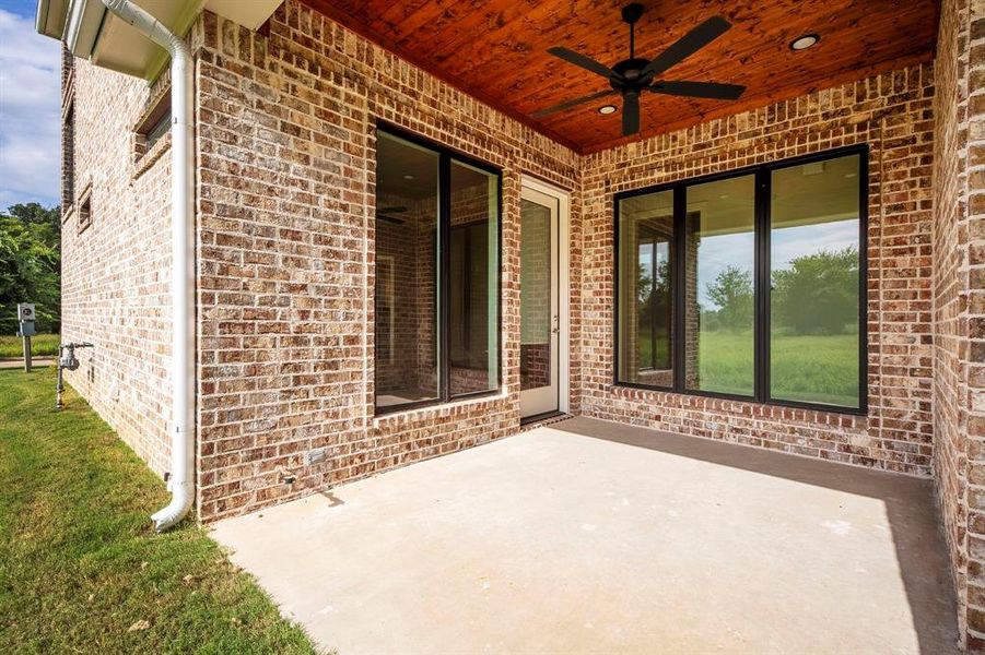 Patio entrance from living and primary bedroom