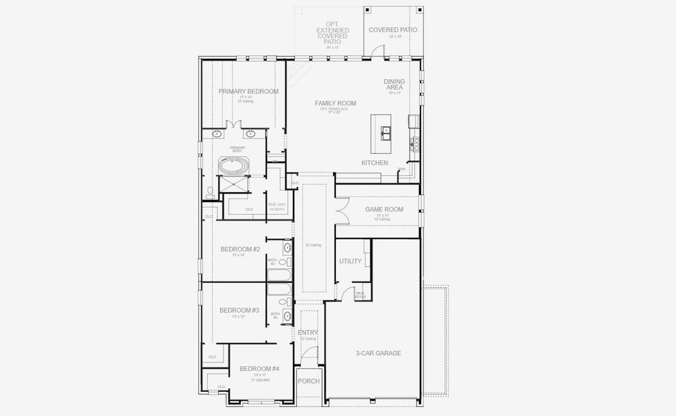 2D floor plan layout for the 2493W by Perry Homes in Juniper Springs 60', Lockhart, TX (Image 3). 2D floor plan layout for the 2493W by Perry Homes in Juniper Springs 60', Lockhart, TX (Image 3).