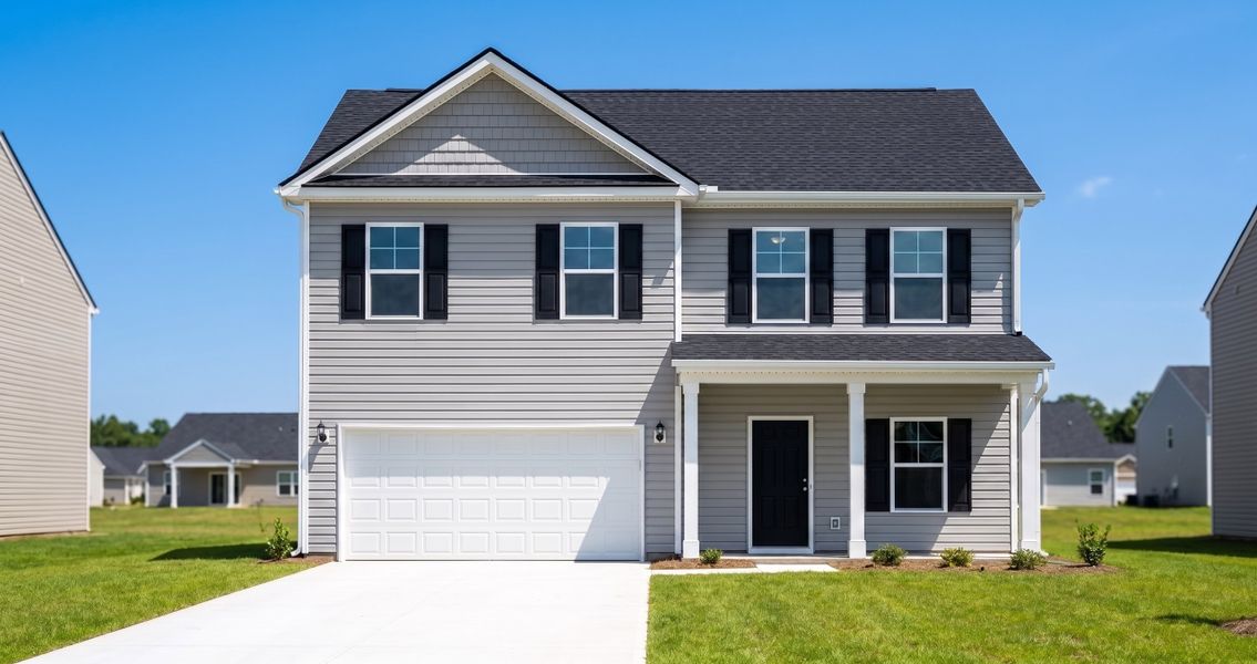 Front exterior of a new home in Amber Hill, West Columbia, SC, highlighting curb appeal (Image 1). Front exterior of a new home in Amber Hill, West Columbia, SC, highlighting curb appeal (Image 1).